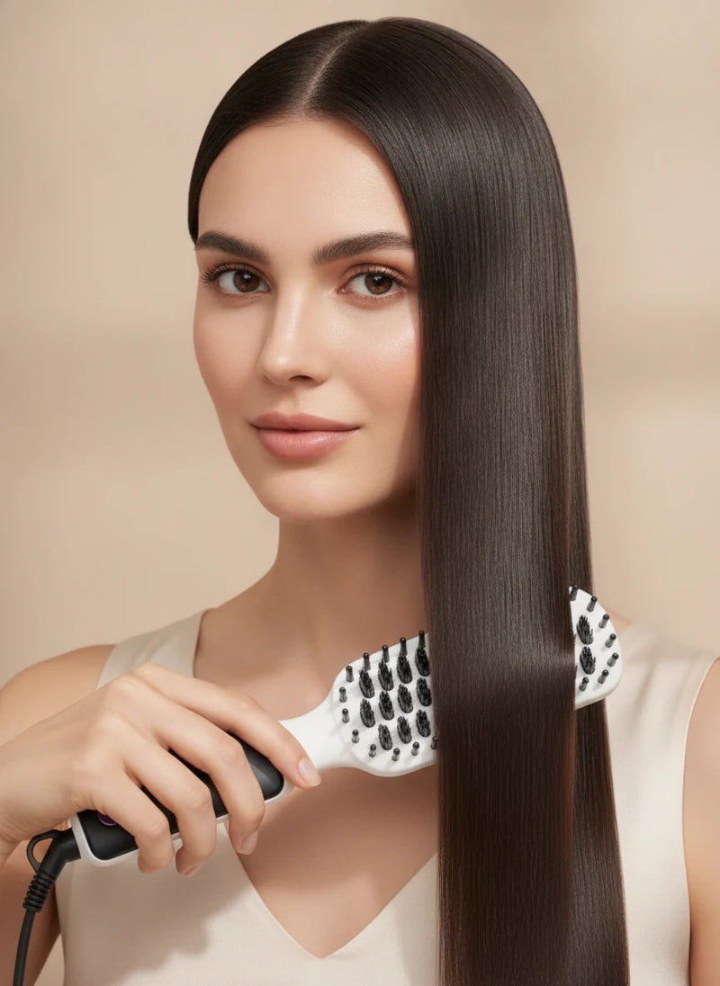 Resultado de pelo liso y brillante con el cepillo BrilloVital